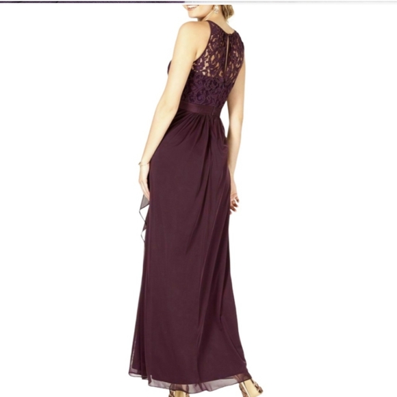 Adrianna Papell purple sleeveless maxi lace bodice formal dress sz 2 - Picture 4 of 13